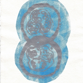 courgette monotype/zeefdruk op handgeschept papier